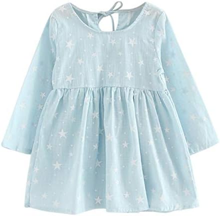 Amazon Co Jp 子供服 Sxyガールドレス子供ドレス女の子長袖プラッドドレスソフトコットンサマープリンセスドレス女の赤ちゃんの洋服 サイズ 130センチメートル タンポポ Color Blue Stars ホーム キッチン