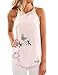 WLLW Women Crew Neck Sleeveless Floral Print Shirt Tops Tee Tanks Camis (XL, Light Pink)