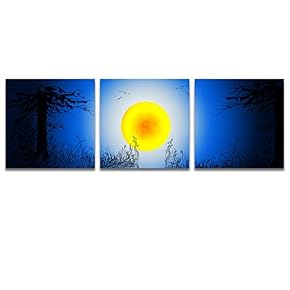 wall26 3 Panel Canvas Wall Art Beautiful Moonlit...