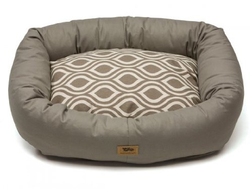 West Paw Design Bumper Bed Stuffed Dog Bed, Walnut/Walnut Groove, Medium