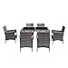 Wisteria Lane Outdoor Wicker Dining Set, 7 Piece Patio Dinning Table Grey Wicker Furniture Seating (Grey Cushions)