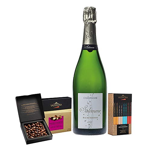 ‘Champagner und Schokolade Variationen’ Geschenkbox - 1 Flasche Winzer-Champagner Brut de Solemme und 2 Schachtel feine…