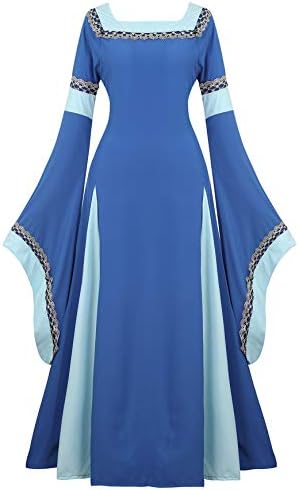 LehauyaWomens Medieval Renaissance Costume Cosplay Victorian Vintage Retro Gown Long Dress