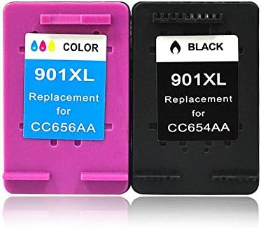 Bosumon Remanufactured Ink Cartrige Replacement For HP 901XL CC654AA CC656AA Compatible with OfficeJet J4580 J4660 J4680 (1Black 1Tri-Color) 2Pack