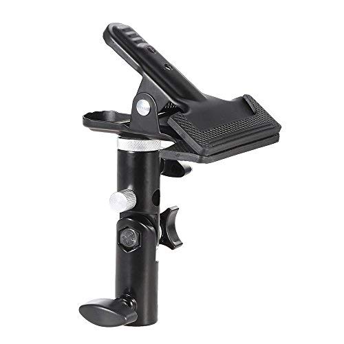 Andoer Clip Clamp Holder Bracket for Oval Round Reflector Umbrella Flash Background with 1/4inch 3/8inch Screw Mounted on Light Stand Photography Photo Studio