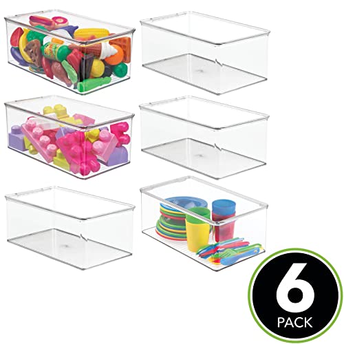 mDesign Plastic Stackable Toy Storage Bin Container Box with Hinge Lid