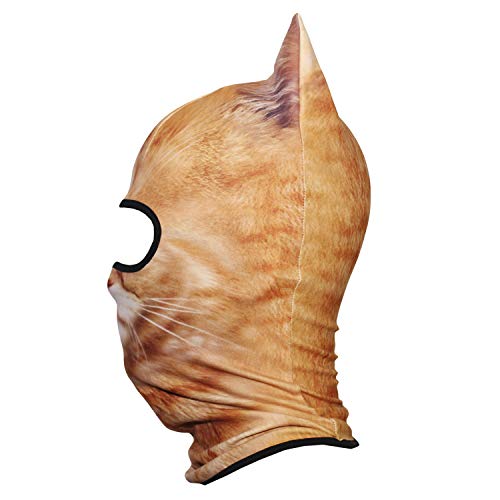 JIUSY 3D Animal Ears Fleece Thermal Hood Balaclava Neck Warmer Face Mask for Cold Weather Winter Outdoor Sport Motorcycle Cycling Riding Ski Snowboard Halloween Party Exotic Shorthair Cat MDD-25