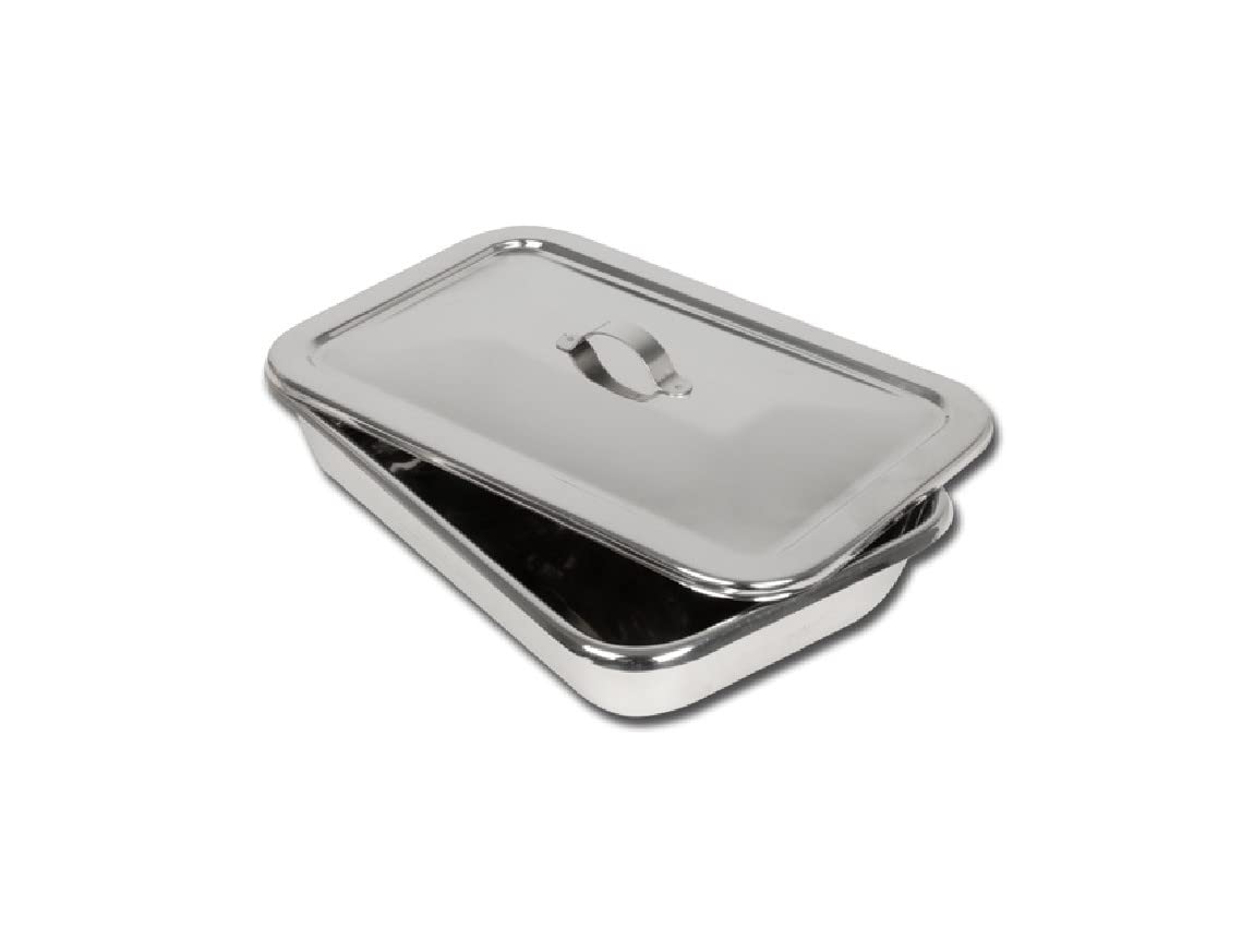 GIMA 26606 Stainless Steel Instrument Tray with Lid, 264 mm x 172 mm x 47 mm