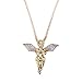 Expression Jewelry Gold Tone Sparkled Silver Stardust Wings Hip Hop Guardian Angel Necklace (Gold Tone Angel Pendant - Silver Wings)