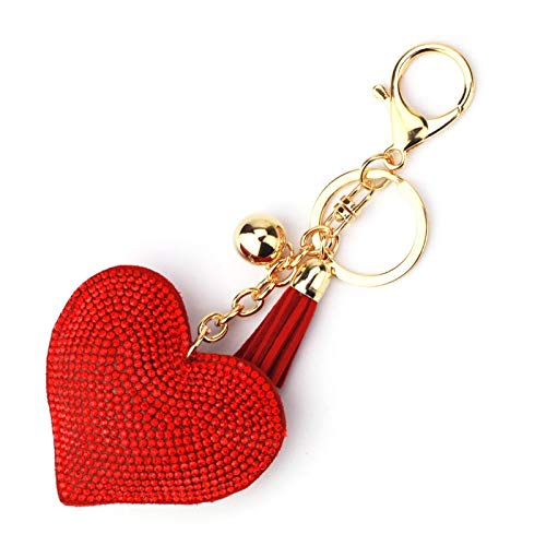 Seraphis Glitter Heart Keyring Red Crystal Rhinestone Love Keychain Charm Pendant Purse Bag Jewellry for Woman