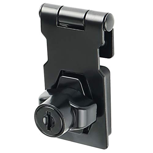 Mooche Door Lock Latch Cabinet Locks with Keys Hasp Lock, Stainless Steel Matt Black, 65mm/2.56¡¯¡¯, MMS1025-B - Thumbnail 7