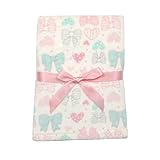 Baby Gear Plush Velboa Ultra Soft Baby Girls Blanket 30 x 40, Coral Hearts & Bows