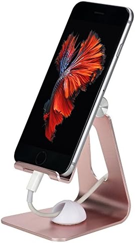 HCTEXL Adjustable Aluminum Stand Bracket with 2x Cable Clamps for 4-10 Inch Phone / Tablet / e-reader - Rose gold