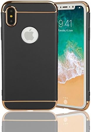 stargoldenbell iPhone X Case 3 in 1 Ultra Thin Slim Fit Shell Full Protective Shockproof Impact Protection Cover PC Hard Case for Apple iPhone X,Black