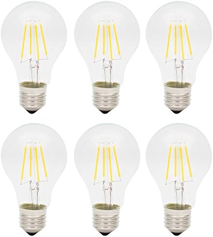 Pack of 6 Units Dimmable 4W E27 A60 Screw LED Filament Bulb, Incandescent Equivalent 30W, Warm White 2700K, 360¡ã Beam Angle