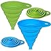 AxeSickle Silicone Collapsible Funnel 2 pcs Folding Funnel for Liquid Transfer As Oil, Water, Shampoo, Sanitizer, Kitchen Tool Gadget 100% Food Grade Silicone FDA Approved.(blue green) primary