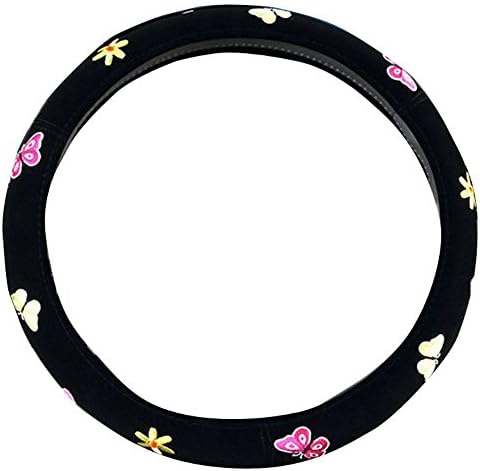SYNN 2017 Automotive Women Embroidery Cute Car Steering Wheel Cover (Butterfly)