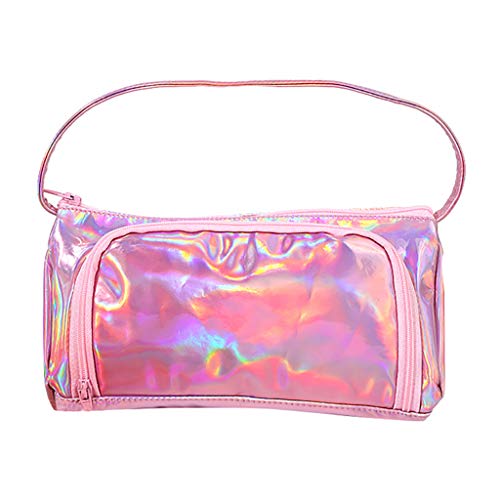 Laser Solid Color Pencil Case Large Capacity Pencil Pouch Make Up Handbag Stationery Bag Pencil Bag for School Girl