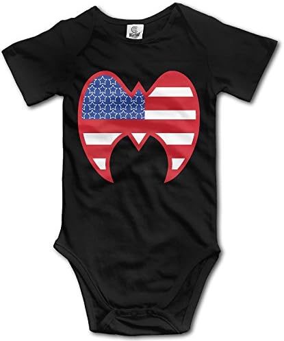IdWAX WWE Ultimate Warrior USA The Wrestler Baby Boys Girls Short Sleeve Onesies Bodysuit Black