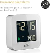 Braun BC08W Digital Travel Alarm Clock Snooze Negative LCD Display view 2