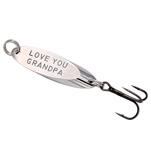 O.RIYA Love You Grandpa Hand Stamped Lure Fisherman Gift - Grandpa Gifts From Grandchildren