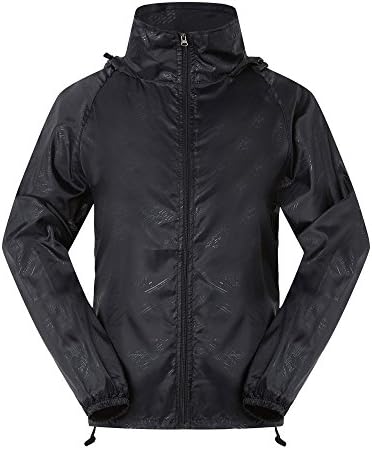 Cheering Men's Windbreaker Lightweight Jacket Super Quick Dry UV Protect Coat Black L