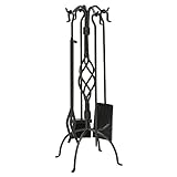 Uniflame, F-1053, 5pc Black Wrought Iron Fireset with Center Weave