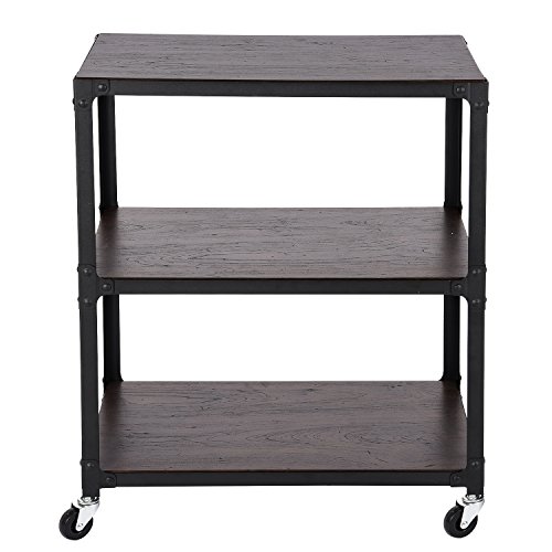 MaidMAX 3 Tiers Rolling Unit with Wooden Shelf and Metal Frame, Storage Organizer Utility Cart with 4 Wheels for Bedroom Living Room and Office, 2 Lockable