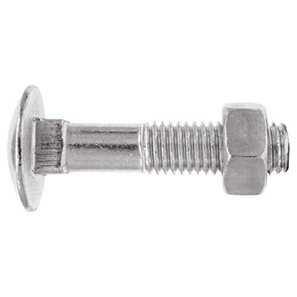 INDEX A PERFECT FIXING BZ603906030 Flat Round Screw DIN-603/934 with Square Neck and hex nut, galvanised, M6 x 30mm, Set of 4 Pieces