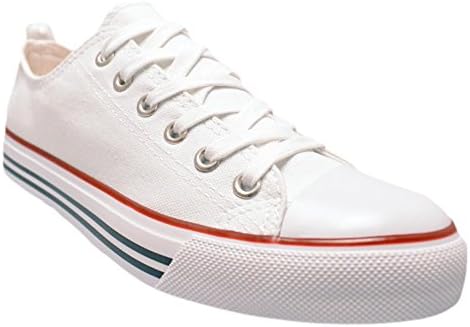 10XSHOES Women's Low Top Classic Canvas Fashion Sneaker Basketball Tennis Athletic Shoes (10, White)