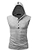 HEMOON Men's Hooded Sports Henley Shirt Cotton Sleeveless Casual Tank Top