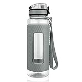 TALONITE Water Bottle with Leak Proof Flip Top Lid - 32 or 22 Oz - Eco Friendly & Non Toxic BPA Free Tritan Plastic Water Bottles with Silicone Sleeve for Gym Yoga Running Hiking Cycling and Camping