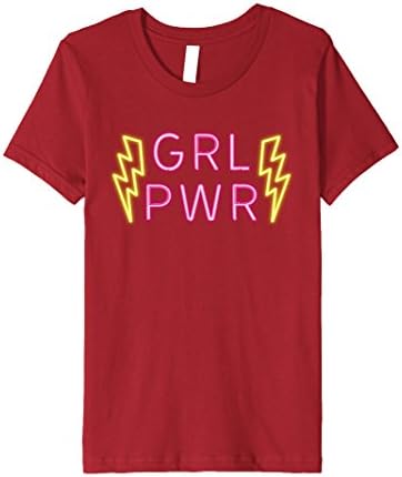 Kids GRL PWR Girl Power Lightening Bolt - Strong Woman T-Shirt 10 Cranberry