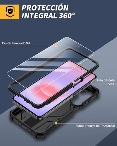 Lanhiem Magnetic Case for Samsung Galaxy A37 5G/A27 5G/A56 5G/A36 5G with Stand & 2 Screen Protector, [Compatible with MagSafe], Anti-Shock Military Grade Case for A37/A27/A56/A36, Black | Soporte Integrado, 2 Protector de Pantalla, Compatible con MagSafe, Antigolpes Militar Grado, Esquinas Reforzadas