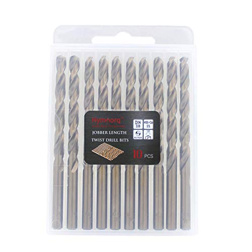 Hymnorq M35 Cobalt Steel Fractional 13/64 Inch Dia. x 3.62 Inch Long Twist Drill Bit Set of 10pcs, Jobber Length and Round Shank, 135 Degree Split Point Heat Resistant for Stainless Steel - Thumbnail 5