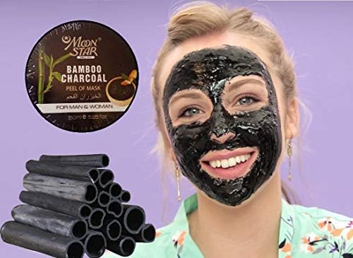 Sudiksha Moonstar Activated Charcoal Peel Off Face Mask, Blackhead Remover Deep Pore Cleanse for Acne - 150 ml Pack with Cream Applying Tool (Black)