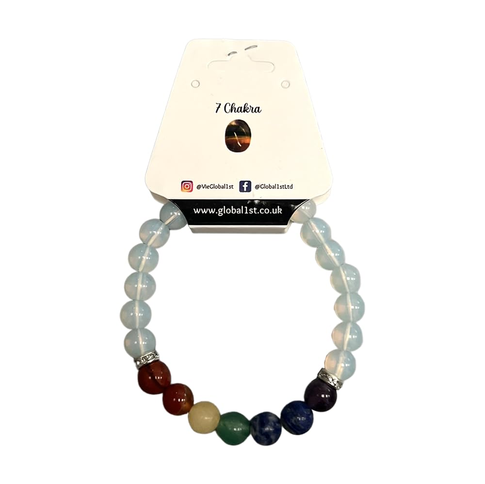 VIE Crystal Bracelet, 7 Chakra Beads, Opalite