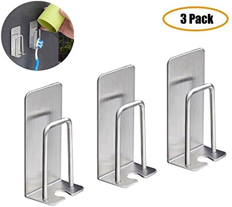 Flytaker Toothbrush Holder Bathroom Tumbler Mug Holder Brushed Stainless Steel 304 (Pack of 3)