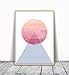 Midcentury Modern Art Abstract Watercolor Poster Abstract Mountain Geometric Watercolor Poster Pastel Wall Art Mountain Print Circle Triangle Pink Blue Geometric Wall Art 8x10 Poster