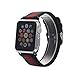 Apple Watch Band, Pandawell™ Nylon with Genuine Leather Sport Replacement Strap Wrist Band with Metal Adapter Clasp for 42mm Apple Watch / Sport /Edition (42mm-Red/Green)