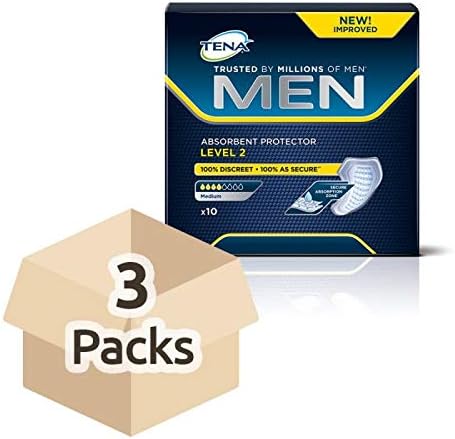 TENA Men Level 2-10 Pads x 3, White, Level 2 (3 Packs of 10)