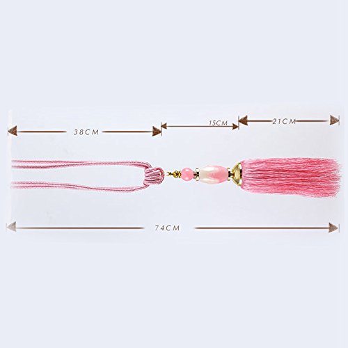 BERTERI 1 Pair Decorative Living Room Curtain Rope Tieback with Tassels, Elegant Pink Curtain Beads Tassels Holdback Window Treatment Accessories