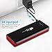 16000 mAh Portable Charger EC Technology External Battery 3 USB Ports Power Bank High Capacity External Battery Pack with AUTO IC for iPhone, iPad, Samsung Galaxy and other Smartphones - Black & Red
