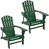 Sunnydaze Coastal Bliss Outdoor Wooden Adirondack Patio Chair Set of 2, Green