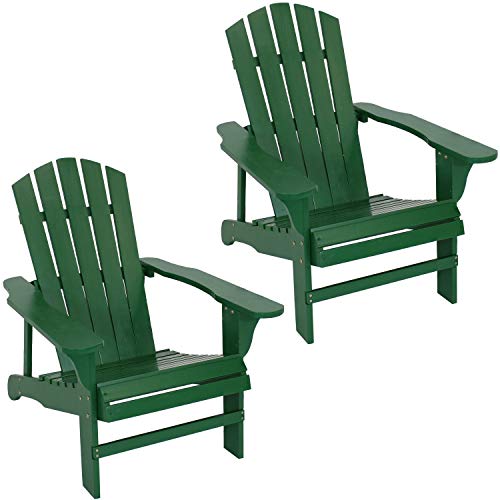 Sunnydaze Coastal Bliss Outdoor Wooden Adirondack Patio Chair Set of 2, Green