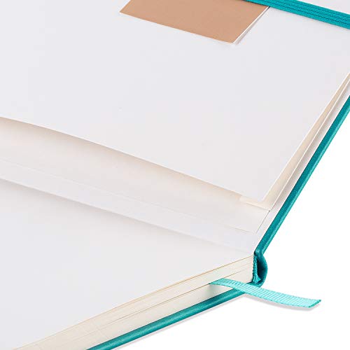 Bullet Journal - Dot Grid Hard Cover Notebook, Premium Thick Paper with Fine Inner Pocket, Mint Smooth Faux Leather, 5''×8.25''