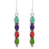 925 Sterling Silver Earrings with Genuine Gemstones