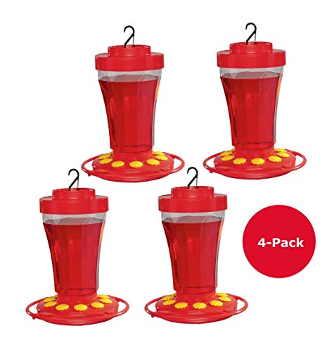 4-Pack First Nature 3090 Hummingbird Nectar Flower Feeder- Made in the USA 32 oz.