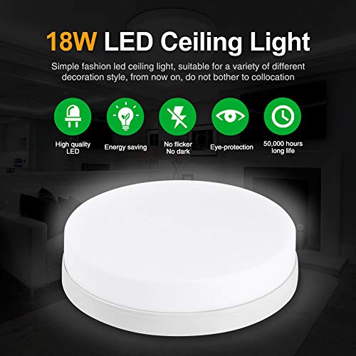 Badkamerlamp 18 W 1440 lm 6500 K koel wit Φ15,5 * 4,3 cm plafondlamp met inbouw LED voor slaapkamer, badkamer, keuken… - Afbeelding 4
