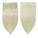 Double Weft 100% Remy Human Hair Clip in Extensions #70 Bleach White 10''-22'' Grade 7A Quality Full Head Thick Long Soft Silky Straight 8pcs 18clips for Women Beauty 14